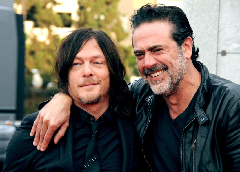 HOLLYWOOD, CA - OCTOBER 23:  (L-R) Actors Norman Reedus and Jeffrey Dean Morgan attend AMC Presents Live, 90-Minute Special Edition of 'Talking Dead' at Hollywood Forever on October 23, 2016 in Hollywood, California.  (Photo by Barry King/Getty Images)