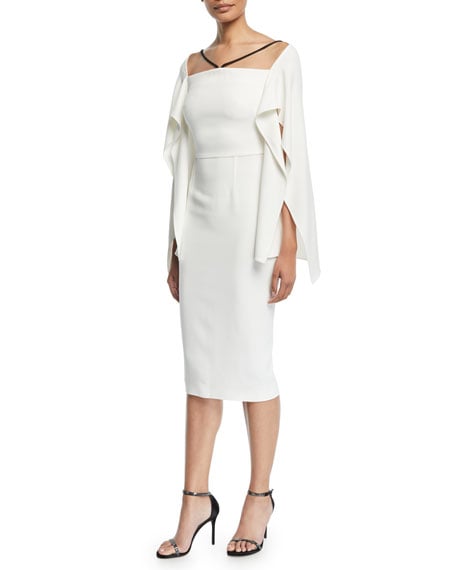 Roland Mouret Fenland Flutter-Sleeve Crepe Midi Dress