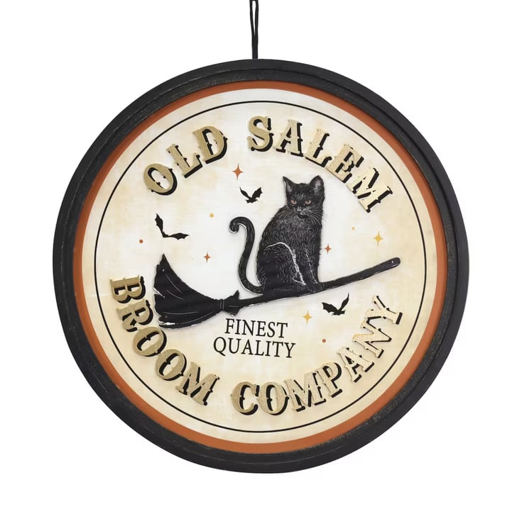 Michaels Halloween Decor Cat Broom Company Wall Sign by Ashland Shop