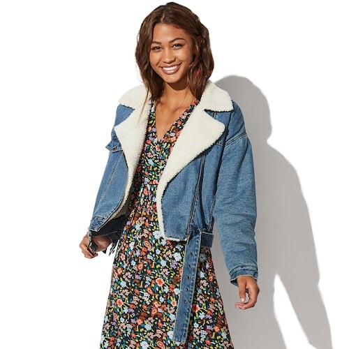 Women's sherpa sales moto jacket