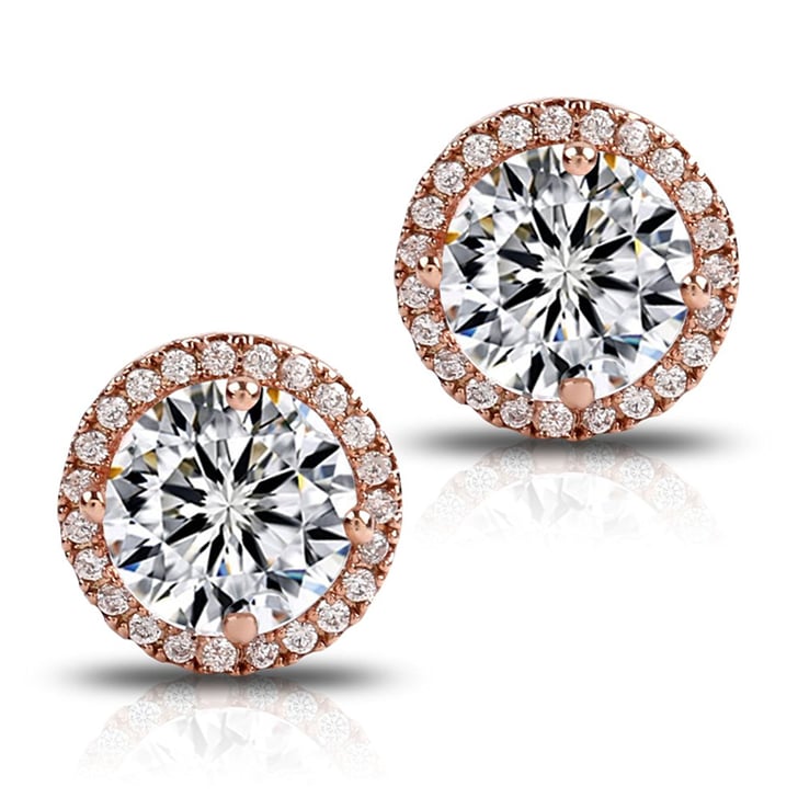 Fleur Rouge 18K Rose Gold-Plated Cluster Round-Cut Stud Earrings | Cheap Stocking Stuffers For ...