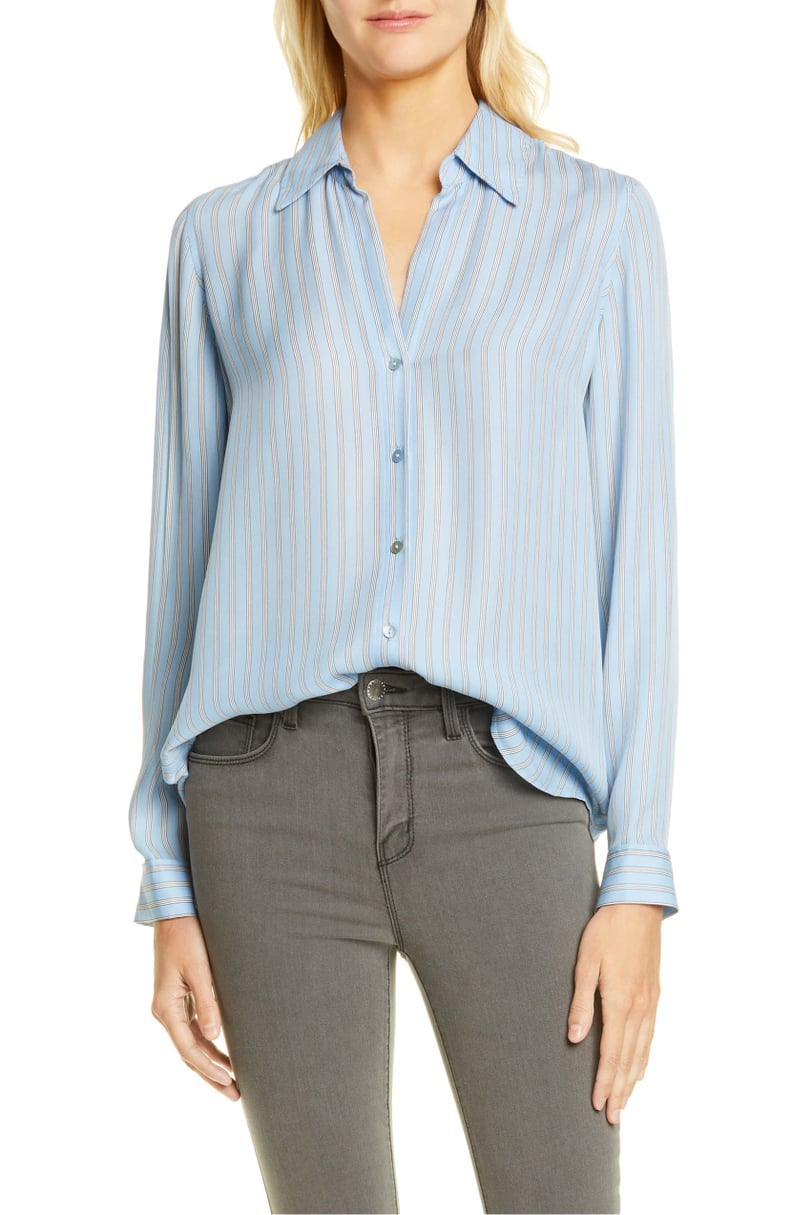 L'agence Nina Stripe Silk Blouse