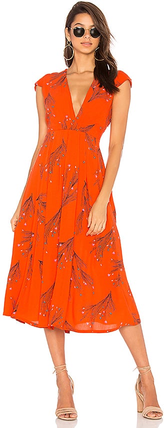 Free People Printed Retro Midi Dress