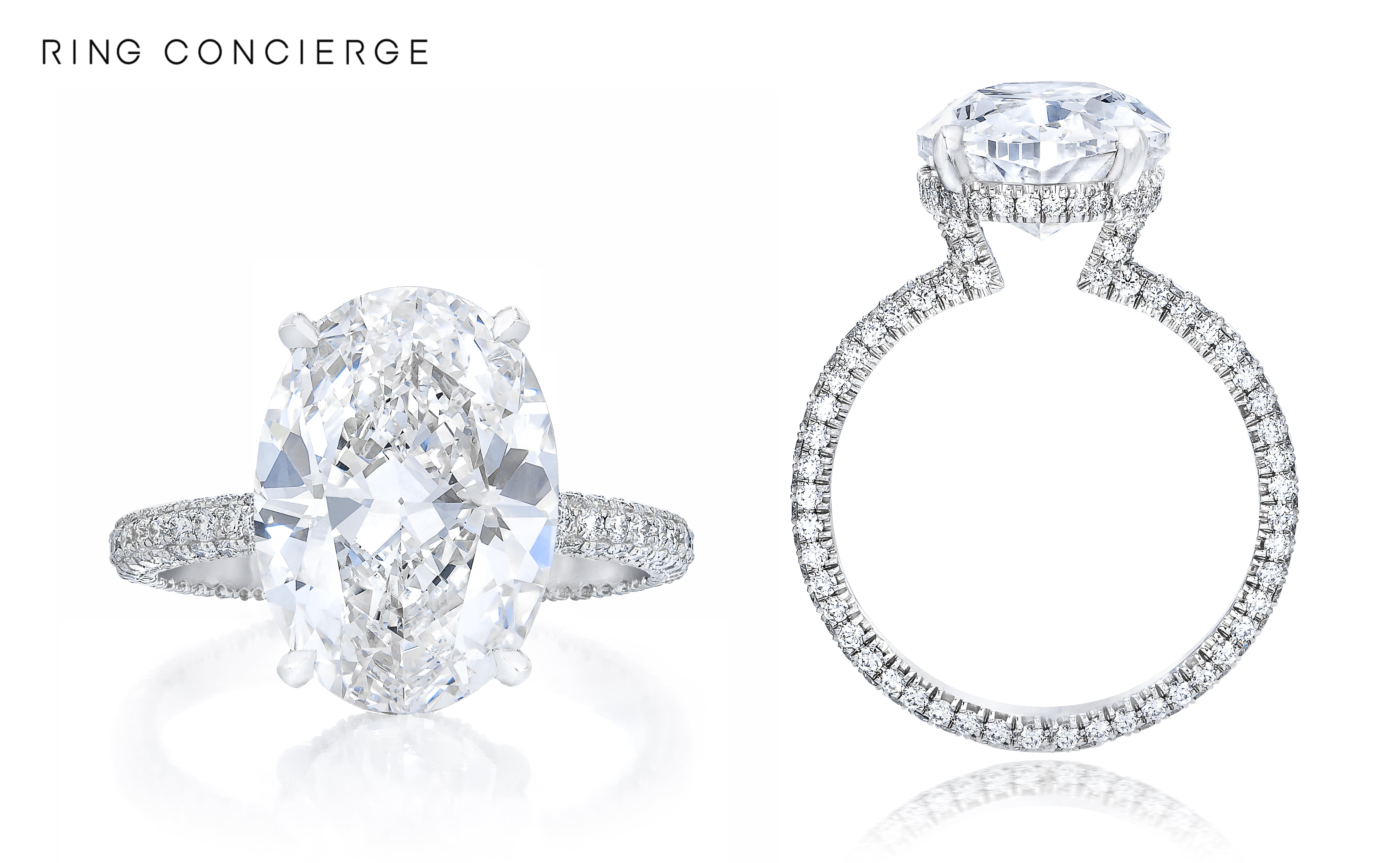 The devon floating clearance oval engagement ring