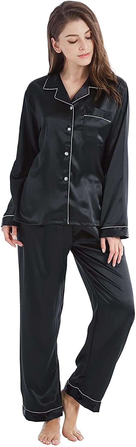 Black of Friday Specials Satin Pajama Set for Women  Clearance Items  Outlet 90 Percent off Matching Pajama Pants for Family