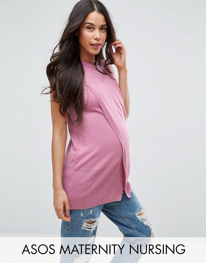 ASOS DESIGN Maternity Nursing Exclusive overlay t-shirt mini dress in stripe