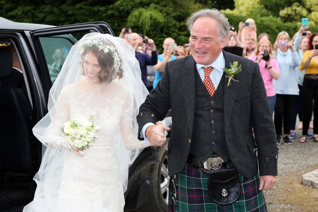 Some guests — including Rose's dad — wore traditional Scottish kilts. | Kit Harington and Rose ...