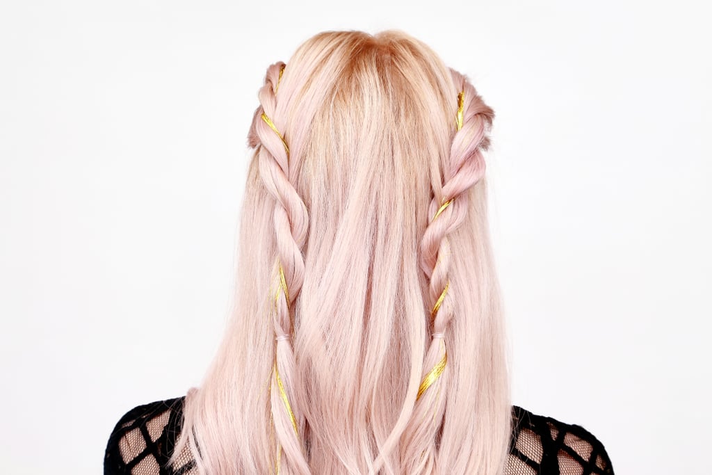 Repeat the rope braid on the other side of your head. There should be a section of your hair between both braids that hangs free, like in this image.
