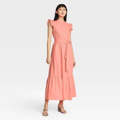 Ruffle Short Sleeve A-Line Dress 