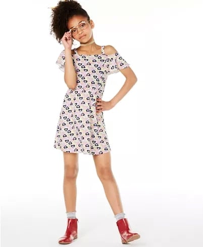 Epic Threads Big Girls Heart-Print Cold-Shoulder Dress