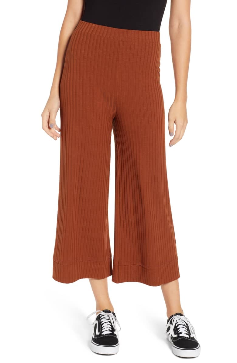 All in Favor Ribbed Crop Wide Leg Pants