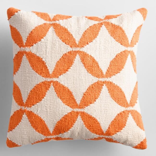 Bright Orange Petals Woven Indoor Outdoor Throw Pillow Best Outdoor