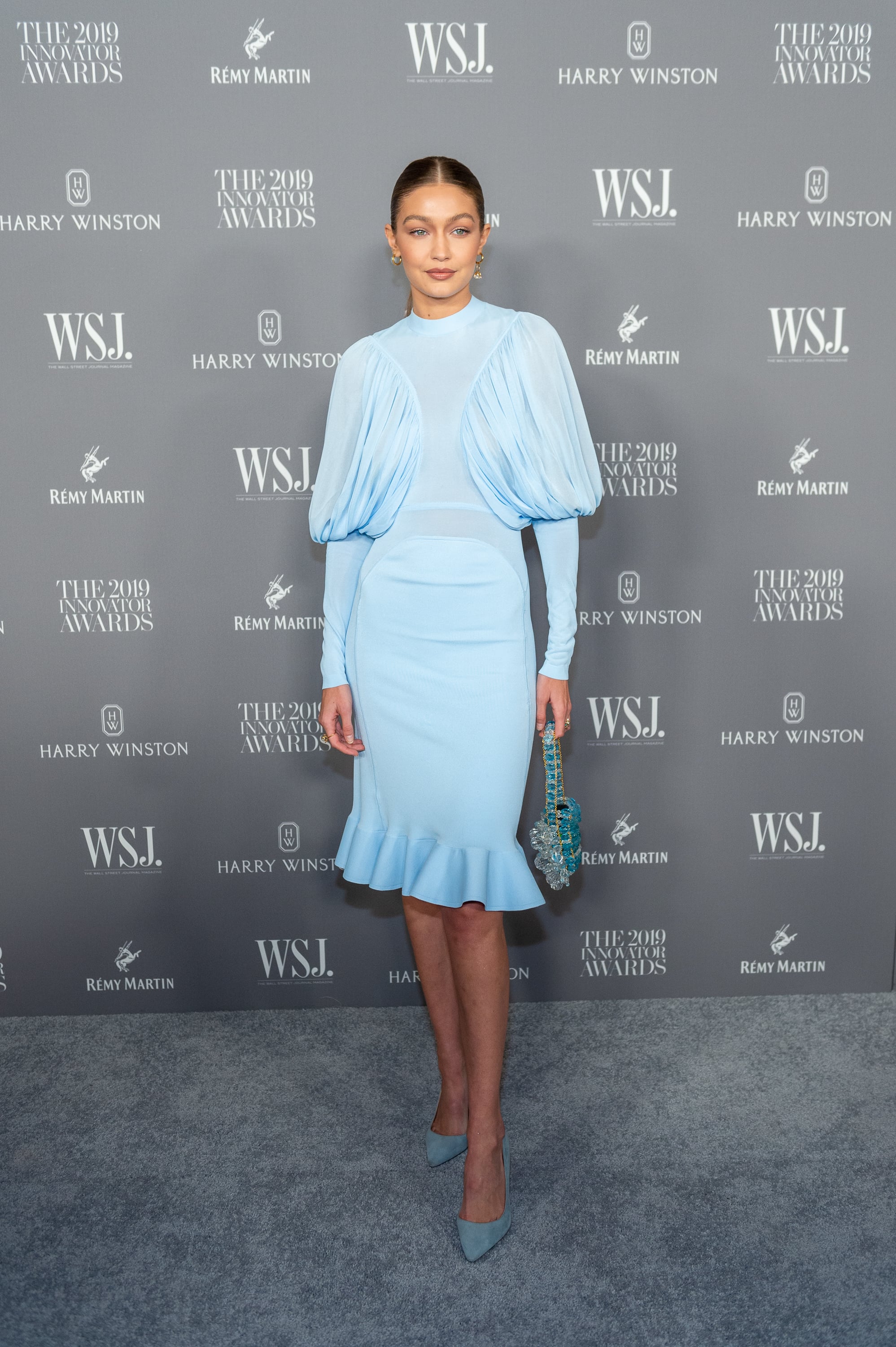 Gigi Hadid Beaded Bag With Her Burberry Dress | POPSUGAR Fashion Middle