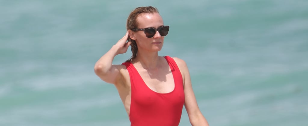 Diane Kruger's Red One-Piece Swimsuit