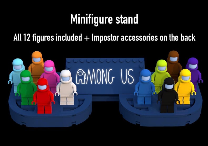 Among Us Lego Set Idea: Minifigure Stand With All 12 Player Colors