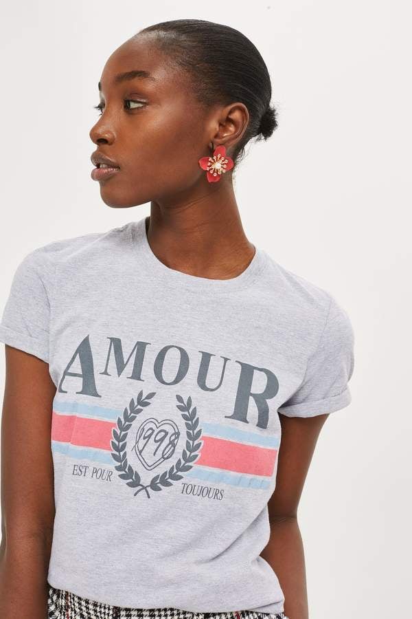 Topshop - T-shirt côtelé - Blanc