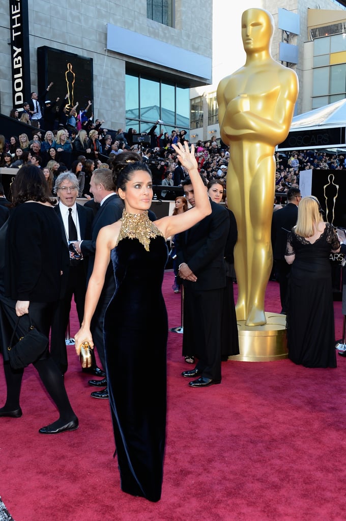 Salma Hayek on the red carpet at the Oscars 2013.
Salma Hayek on the red carpet at the Oscars 2013.