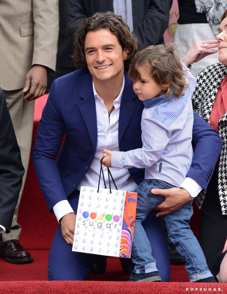 Orlando Bloom and Flynn at the Hollywood Walk of Fame