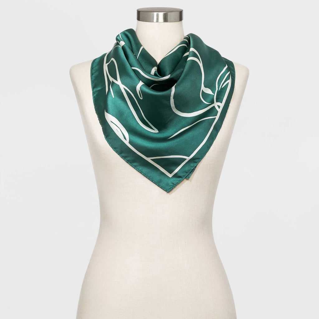 Large Square Floral Print Silk Scarf