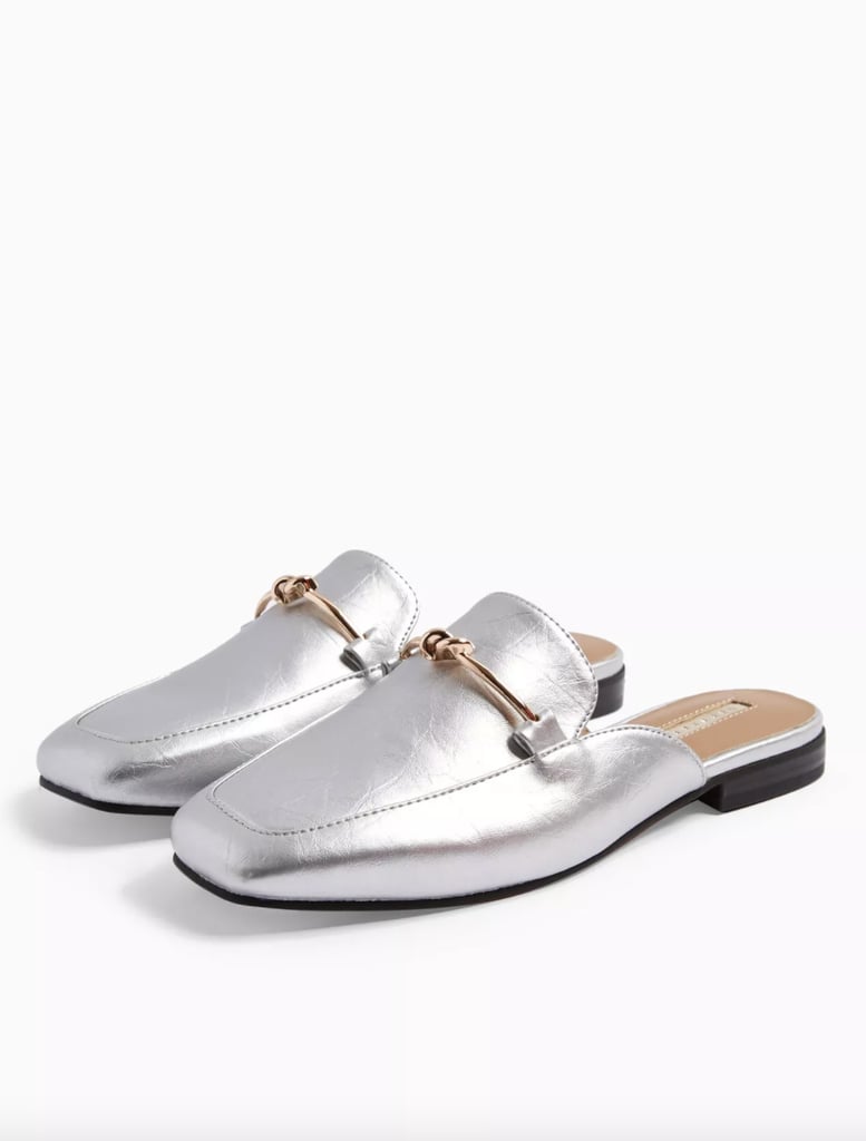 Topshop ADA Silver Mule Loafers