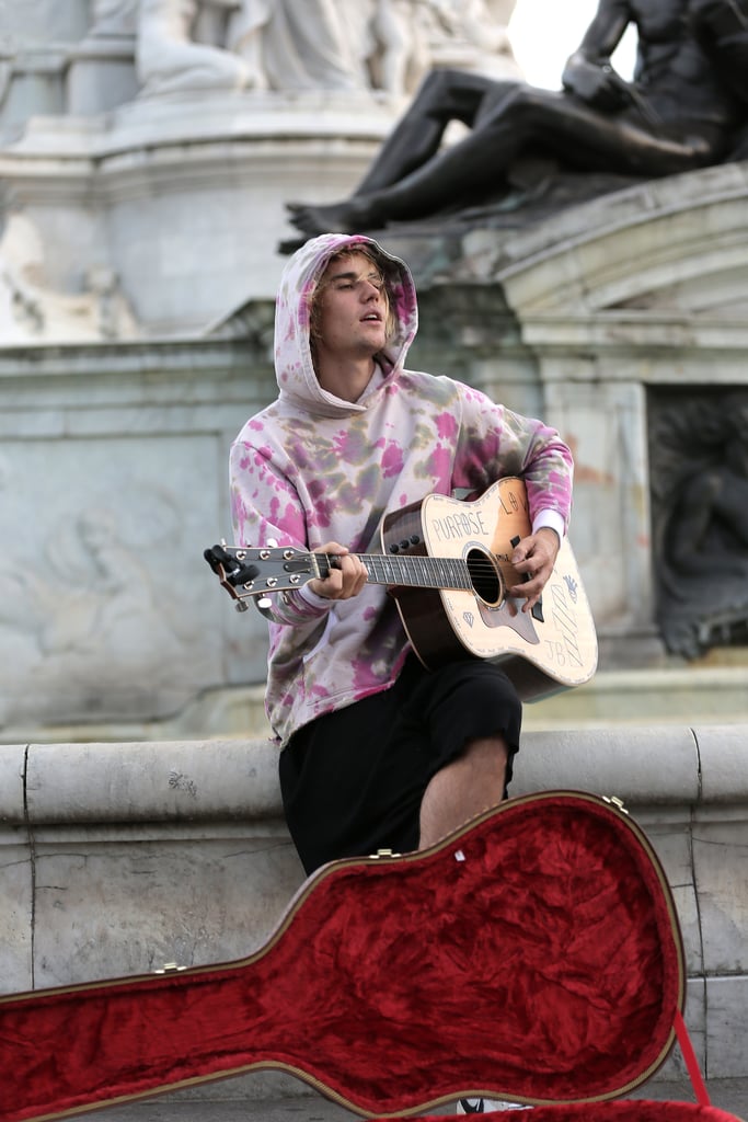 Justin Bieber Tie-Dye Sweatshirt Singing in London