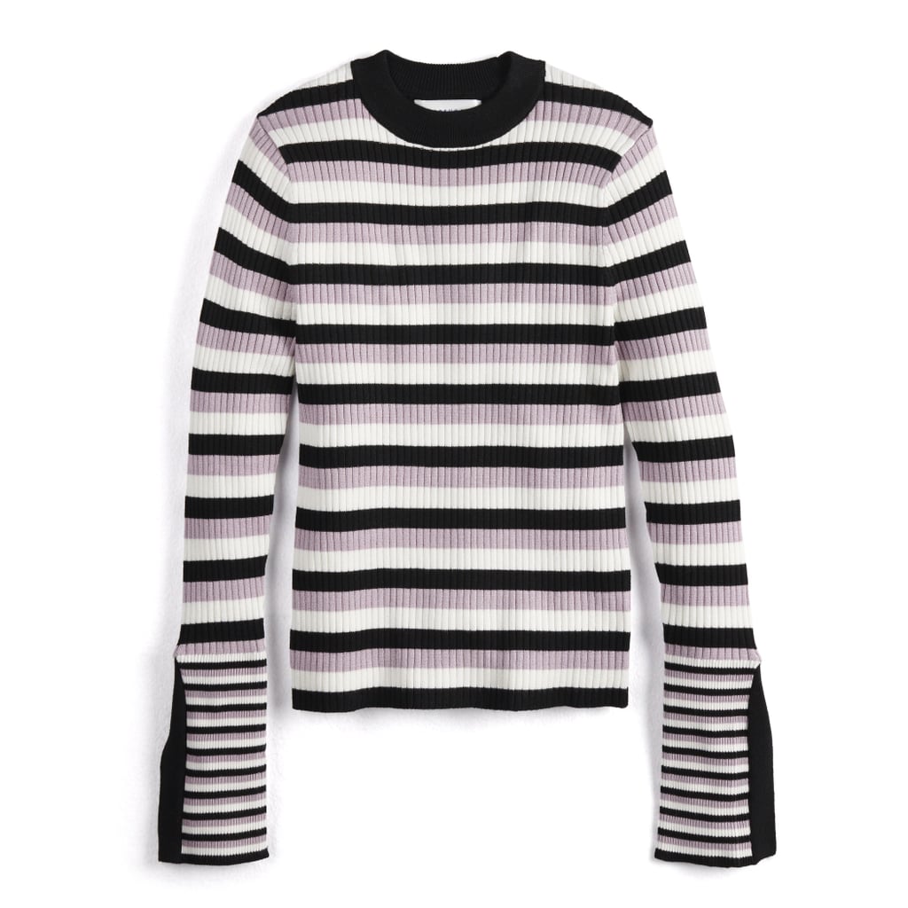 Ribbed Slit Sleeve Sweater in Orchid Multi Stripe