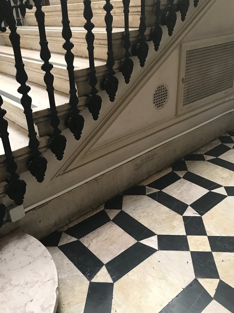 Stunning geometric black and white tiles Nancy spotted abroad.