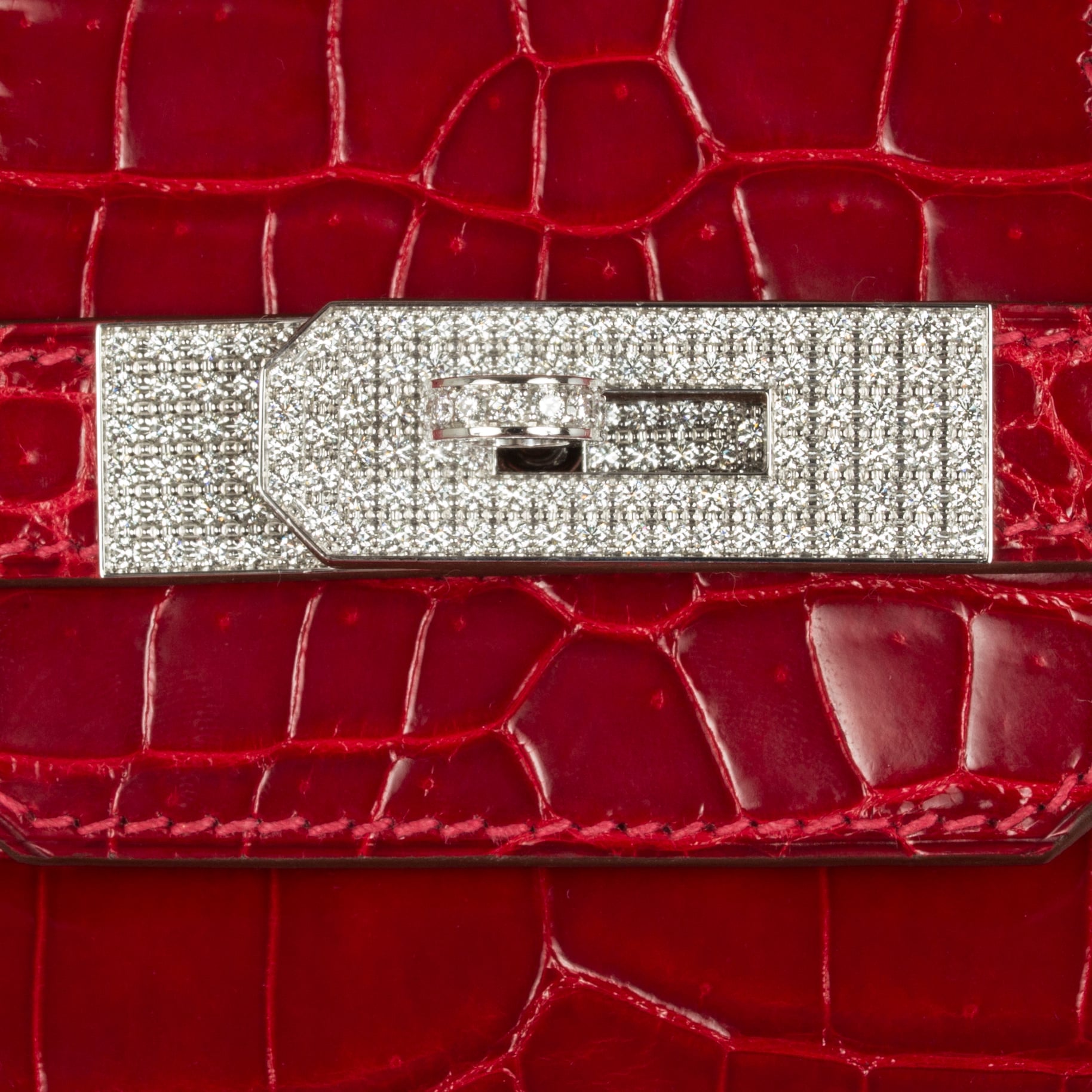 Hermes Braise Red Shiny Porosus Crocodile Birkin 35