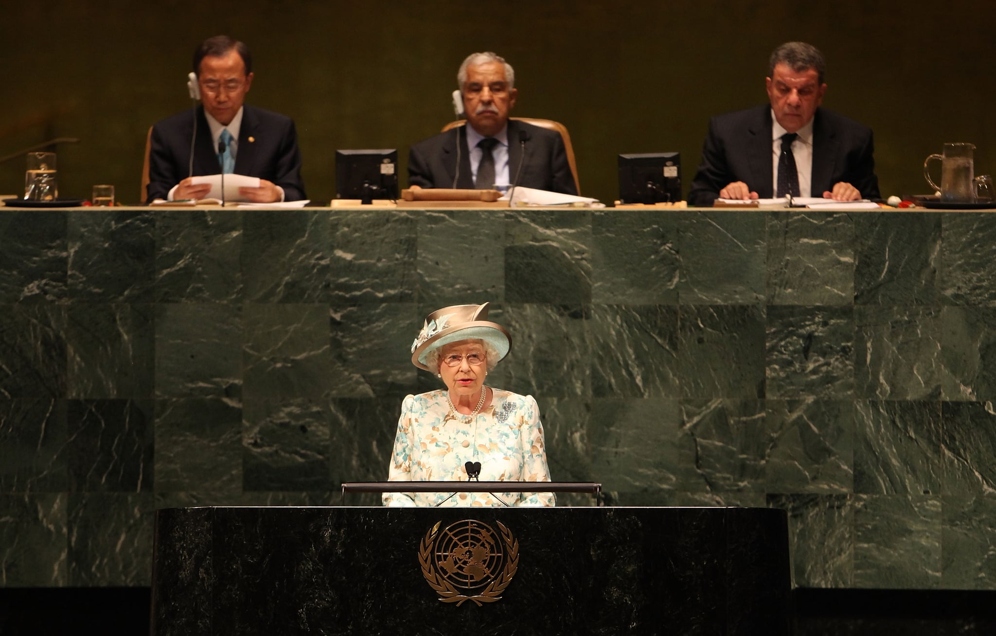 Queen Elizabeth II addresses the United Nations General Assembly in 2010