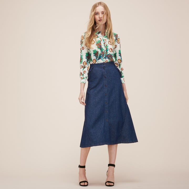 Maje Denim Midi Skirt