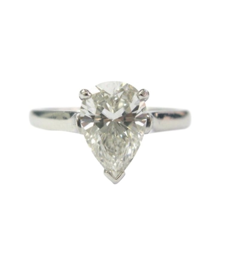 Tiffany & Co. Platinum Pear-Shaped Diamond Solitaire Ring