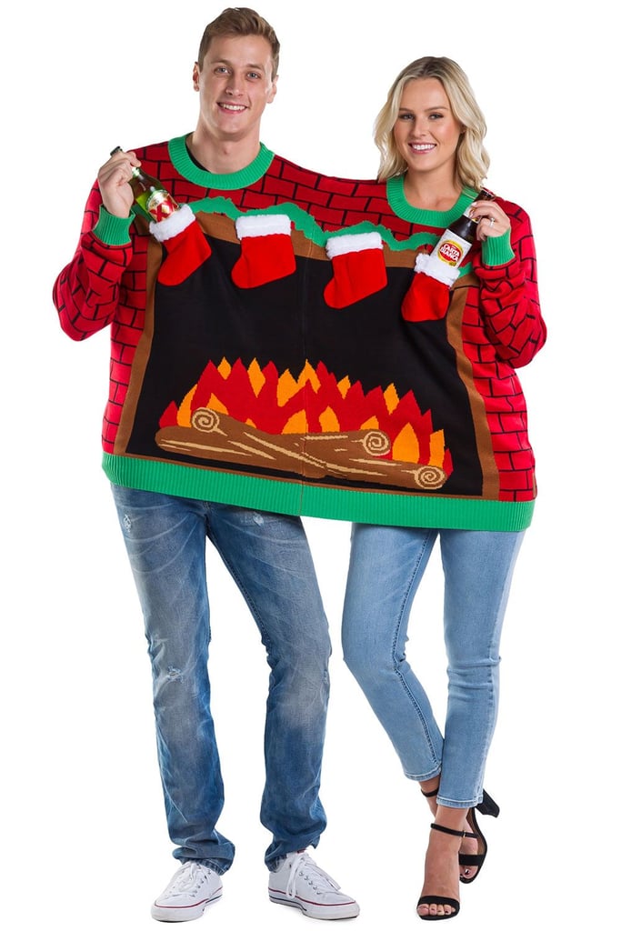 Fireplace Two-Person Ugly Christmas Sweater