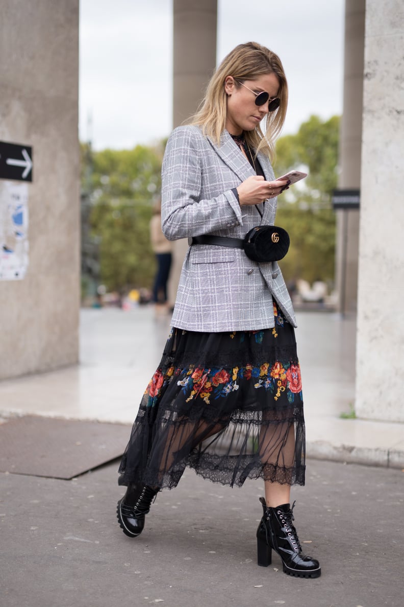 Wear One Over a Checkered Blazer and a Sheer Dress