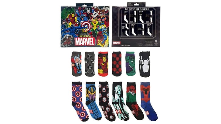 Marvel 12 Days Of Socks Advent Calendar Gift Set Mens 6-12