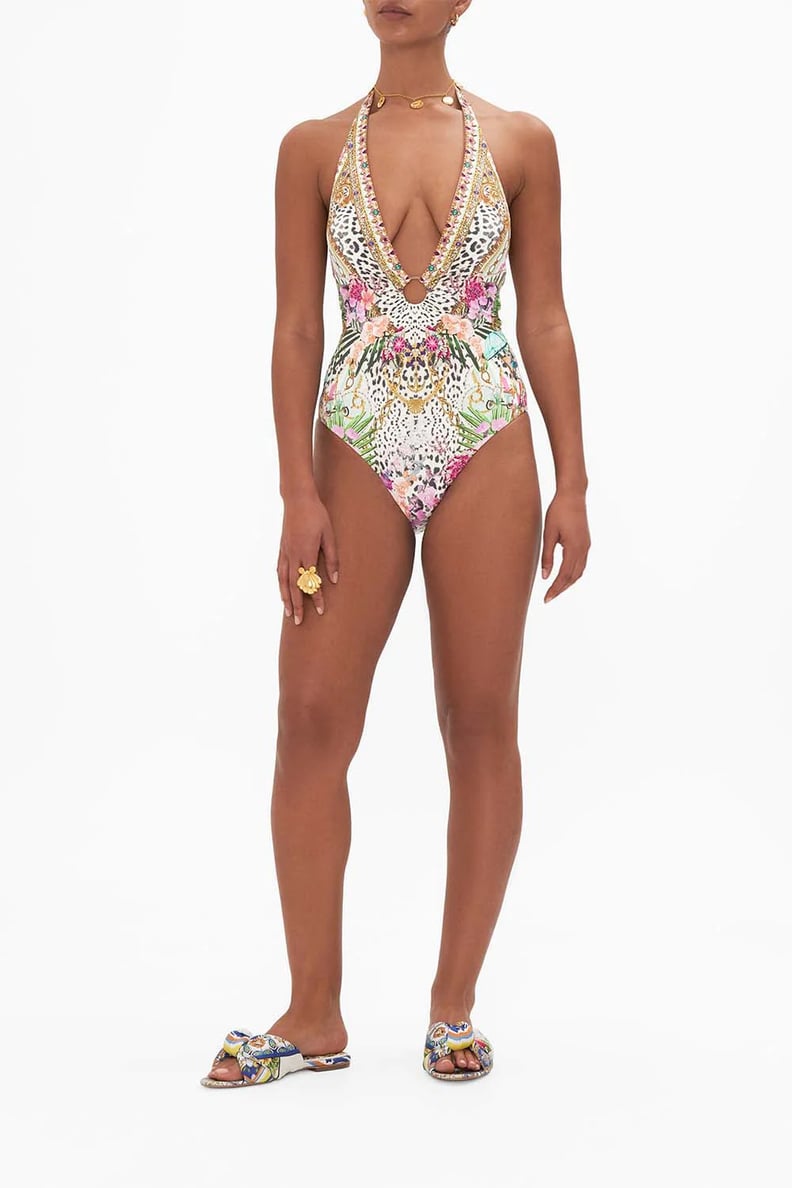 Sexiest Swimsuits: Animal Print Plunging One-Piece