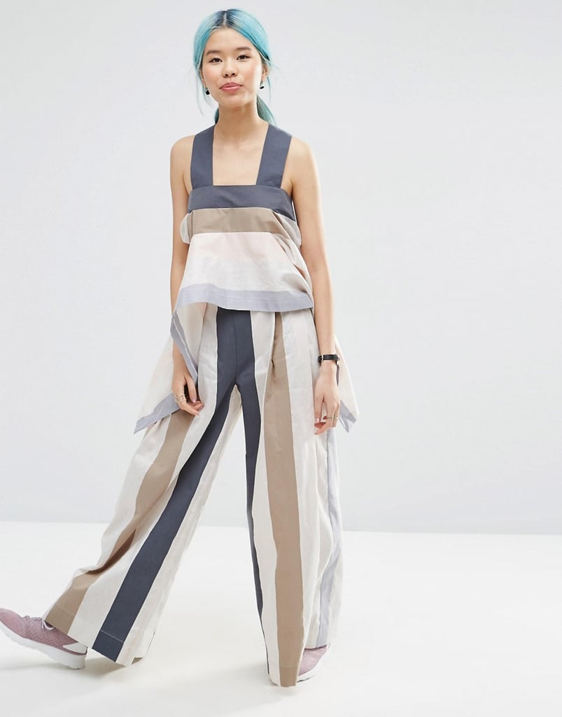ASOS White White Stripe Wide Leg Pants ($121) and Cross Back Top ($94)