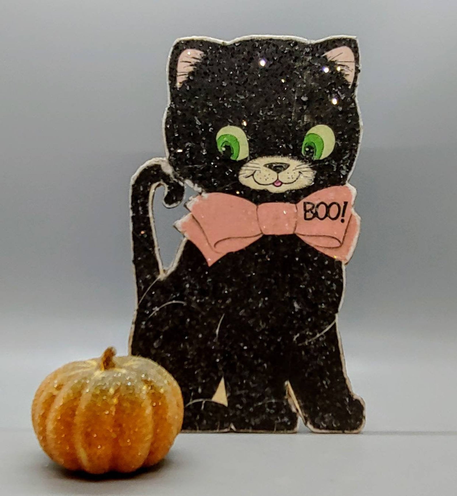 EIGHT CRAZY BLACK CAT PRIMITIVE HALLOWEEN HANG TAGS FROM VINTAGE POSTCARDS 