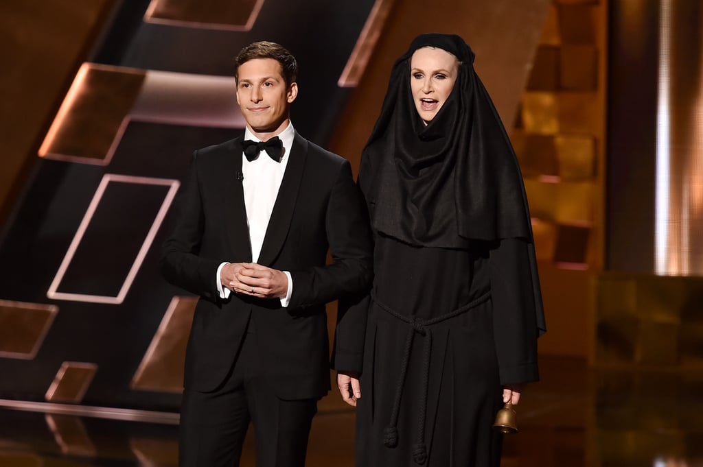 "If your speech goes too long, tonight instead of getting played off by the orchestra, you're going to have to deal with the mean nun from Game of Thrones." — Before introducing Jane Lynch as the Shame Nun.