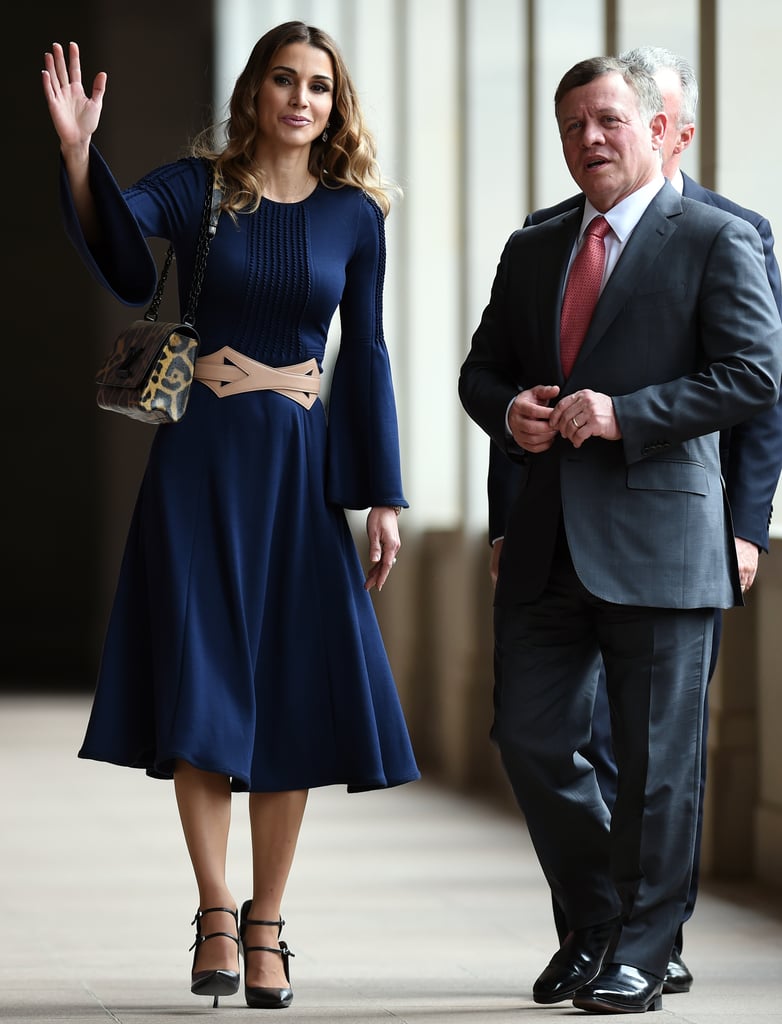 Queen Rania stuns in £4,000 coat and brand-new Louis Vuitton bag