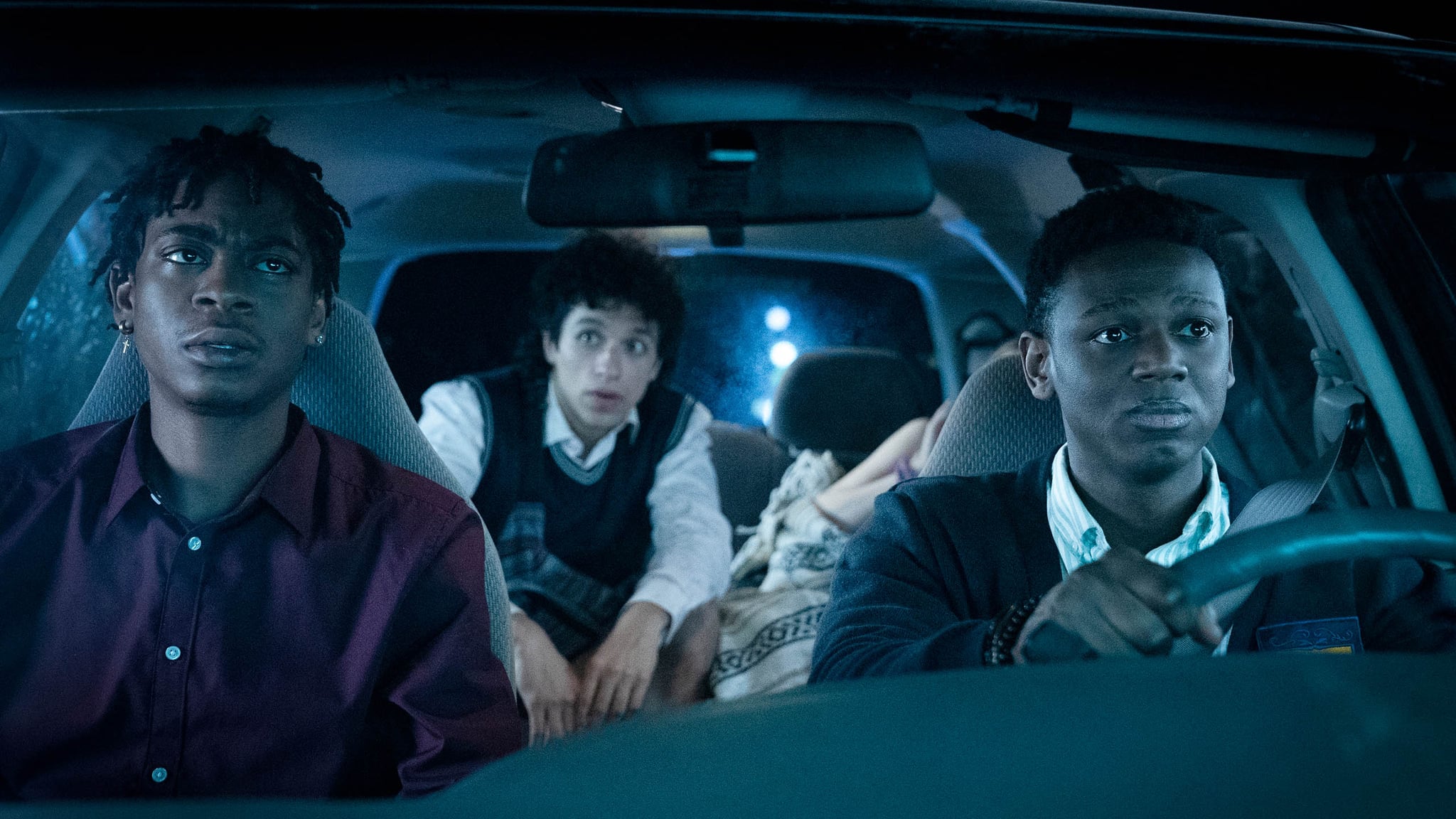 RJ Cyler, Sebastian Chacon and Donald Elise Watkins appear in <i>Emergency</i> by Carey Williams, an official selection of the U.S. Dramatic Competition at the 2022 Sundance Film Festival. Courtesy of Sundance Institute.All photos are copyrighted and may be used by press only for the purpose of news or editorial coverage of Sundance Institute programs. Photos must be accompanied by a credit to the photographer and/or 'Courtesy of Sundance Institute.' Unauthorized use, alteration, reproduction or sale of logos and/or photos is strictly prohibited.