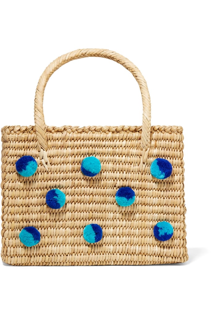 Nannacay Baby Maldives Pompom-Embellished Woven Raffia Tote