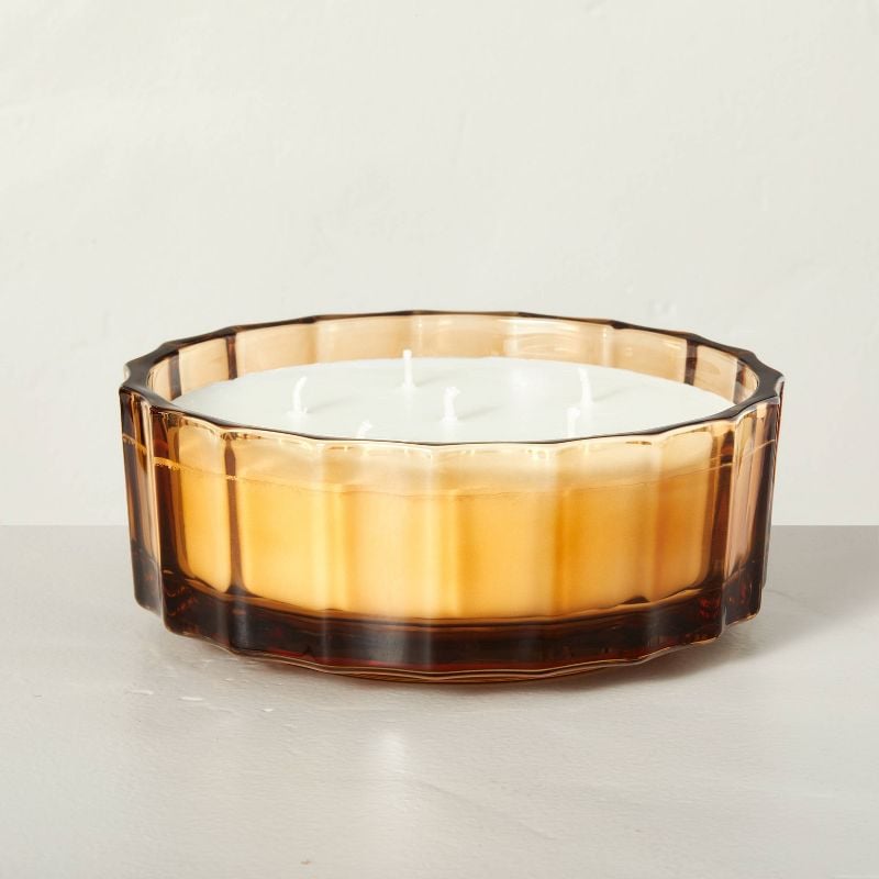 Hearth & Hand With Magnolia Harvest Spice Fluted Amber Glass Candle