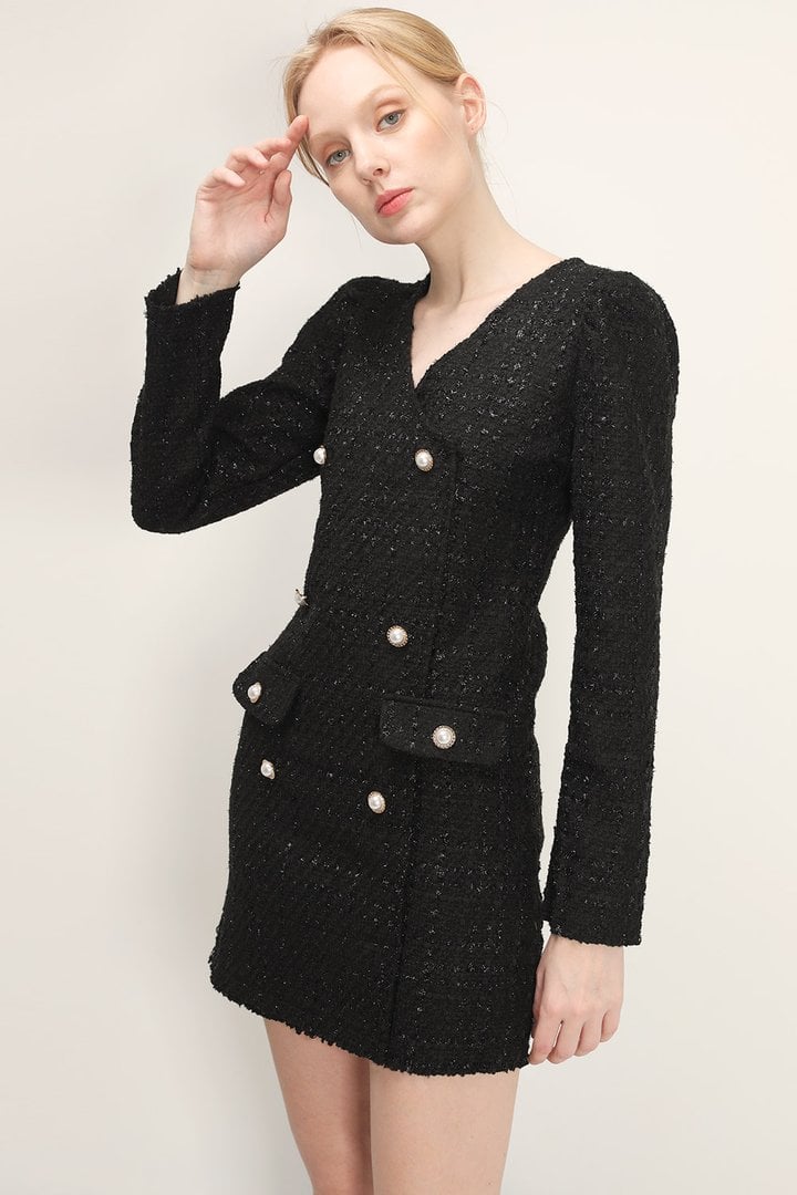 Storets Ivy Tweed Button Detail Dress