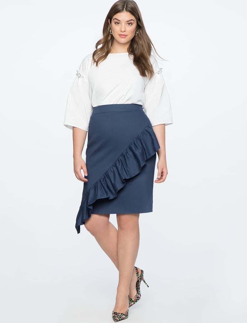 Eloquii Pencil Skirt with Asymmetrical Ruffle