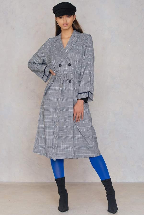 NA-KD Plaid Trenchcoat