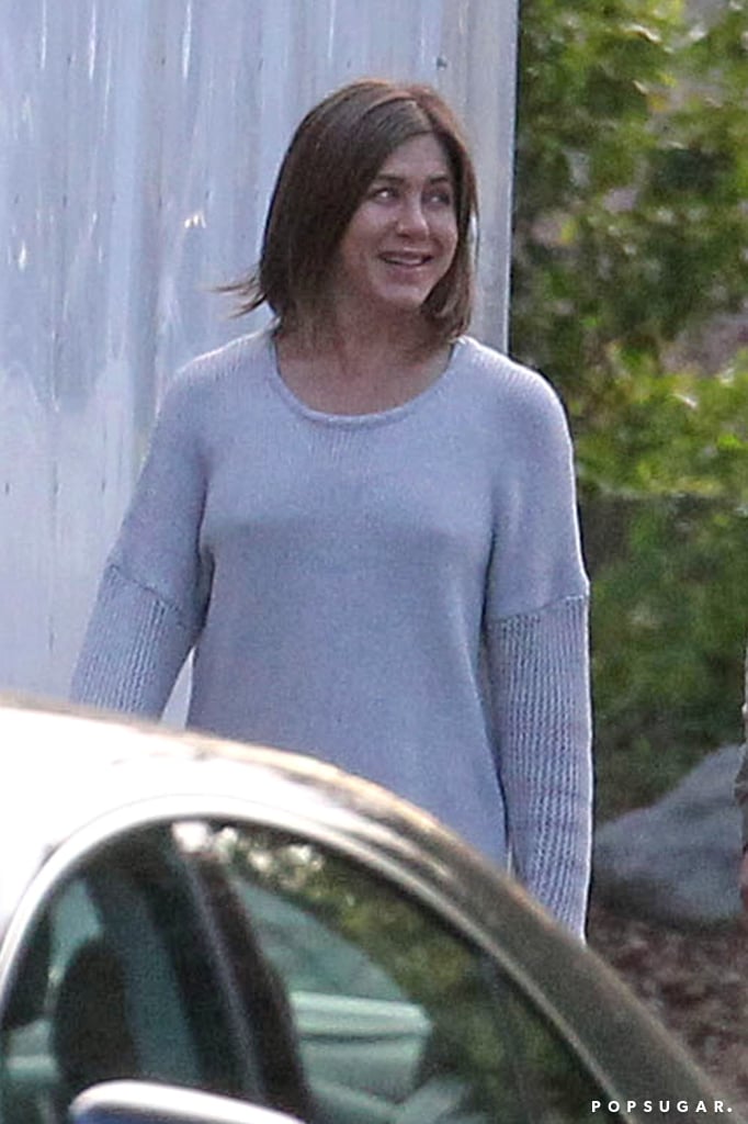 Jennifer Aniston debuted a less-than-glamorous look for her new movie, Cake, in LA.