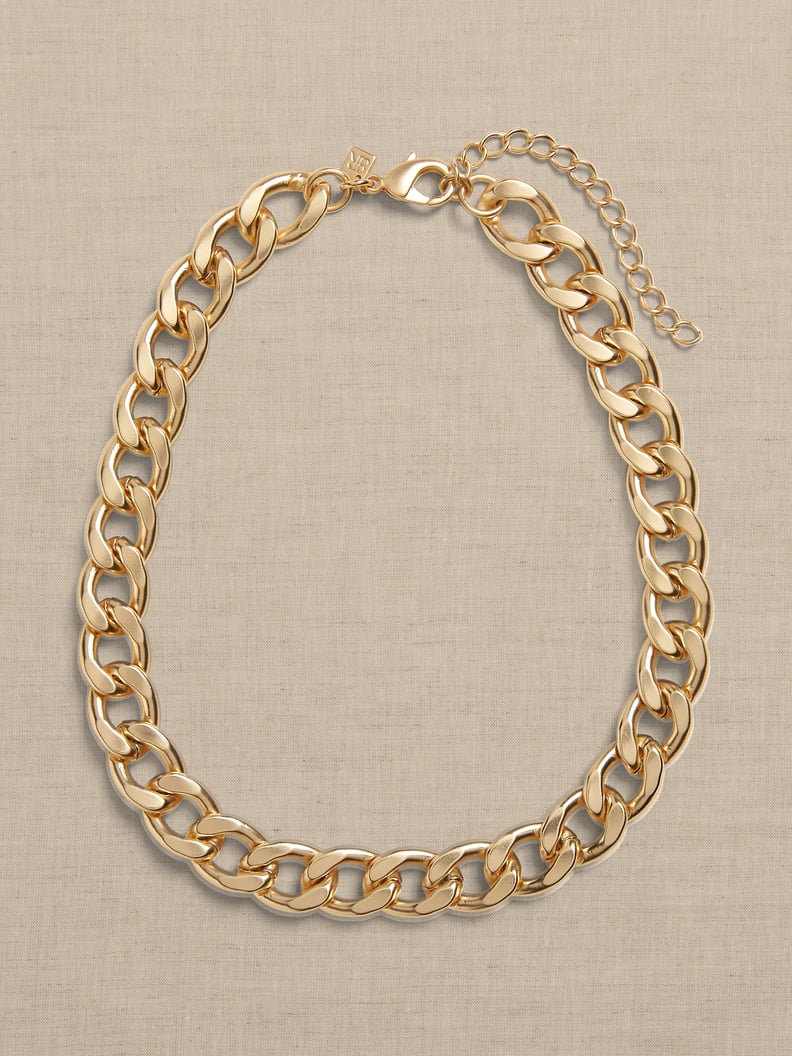 A Chunky Gold Necklace: Thick Curb Chain Necklace