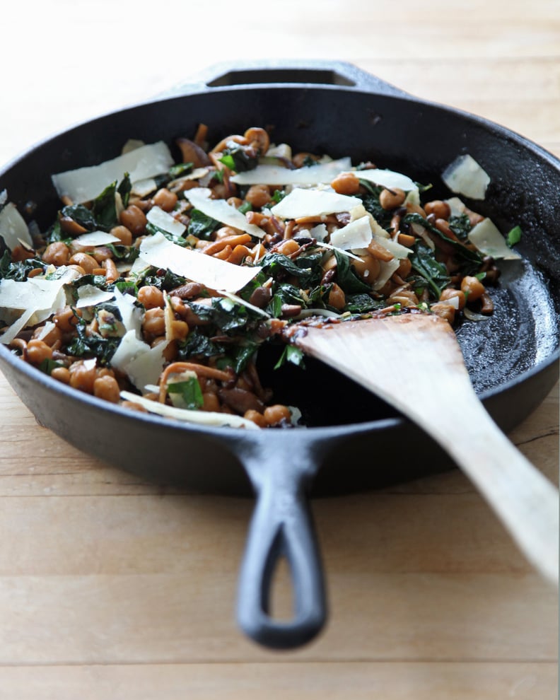 One-Pan Mushrooms, Chickpeas, and Kale