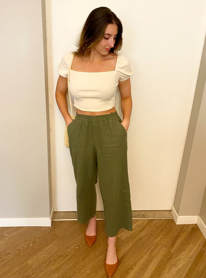 Buy Old Navy High-Waisted Linen Blend Cropped Wide Leg Pants For