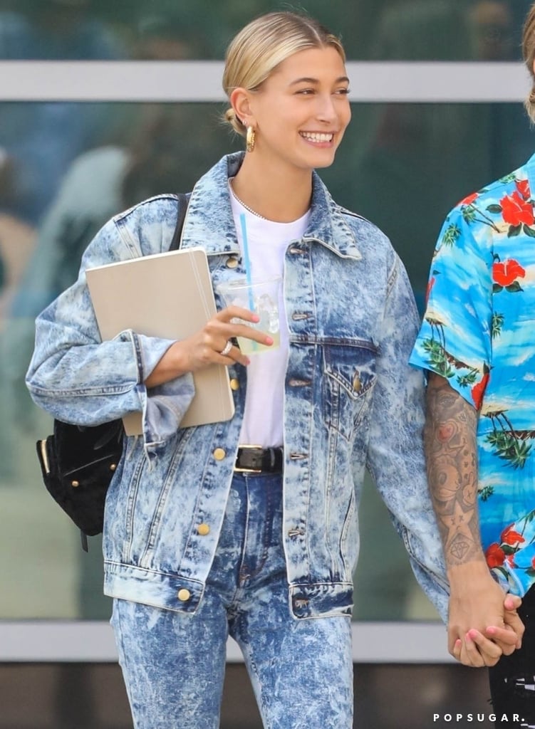 Hailey Baldwin Acid Wash Jeans With Justin Bieber